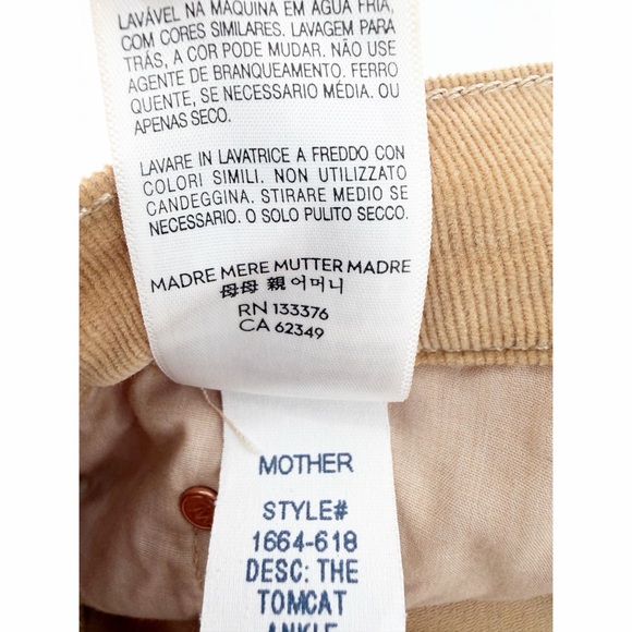 Mother The Tomcat Ankle Jean Pants in Hopscotch Cafe Spice Corduroy Tan Size 31 - Picture 11 of 11